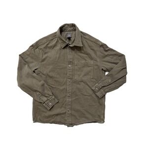 H&M Jacket Mens Medium‎ Army Green Shirt Jacket Snap Front Casual Twill Cotton
